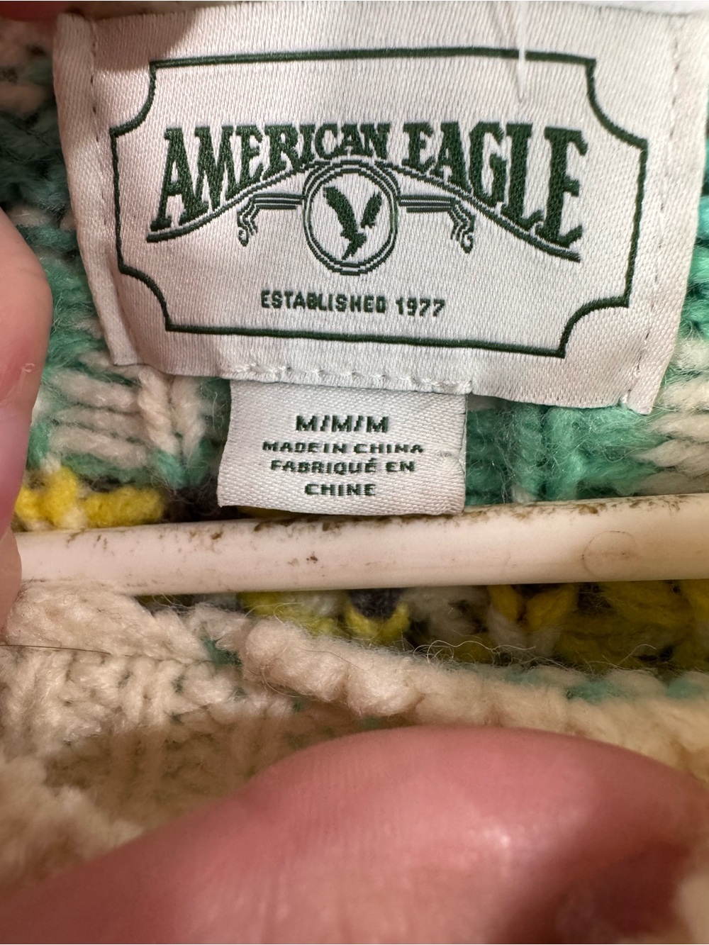 American Eagle Fair Isle Mint Green Sweater - Picture 4 of 6